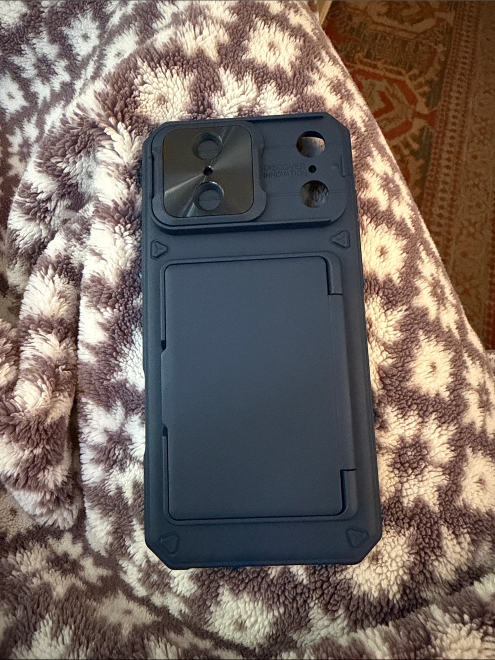 Protective Navy Blue Rugged Phone Case with card holder